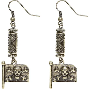 Karnevalový doplněk Náušnice s pirátskou vlajkou