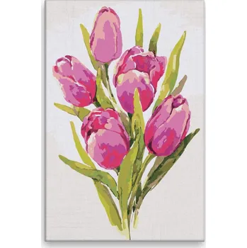 Dětské zboží Malování podle čísel - Pugét tulipánů - 40x60 cm, bez dřevěného rámu - CZ výroba