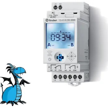 Měřicí přístroj FINDER Hodiny spínací 12.62.8.230.0000 Digitální denní a týdenní 2P/16A 230V AC IP20 126282300000