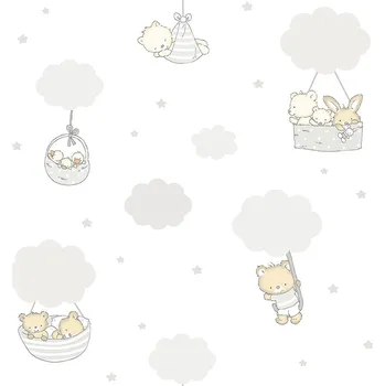 Tapeta ICH Wallcoverings Papírová dětská tapeta se zvířátky na obláčcích 452-1, Pippo, ICH Wallcoverings, velikost 0,53 x 10,05 m