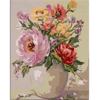 Malování podle čísel - Váza plná květin - 40x50 cm, bez dřevěného rámu - CZ výroba