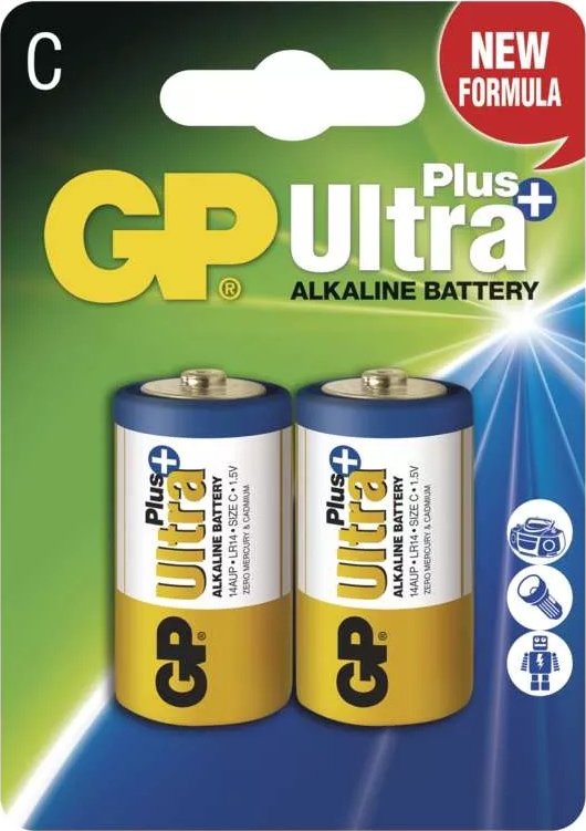 GP Ultra Plus Alkaline Battery C (LR14) 2 pack