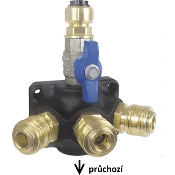 Vodovodní potrubí TECTITE Průchozí krabice pro rozvod vzduchu 15 mm + G1/2" s kohoutem - 3xRychlospojka