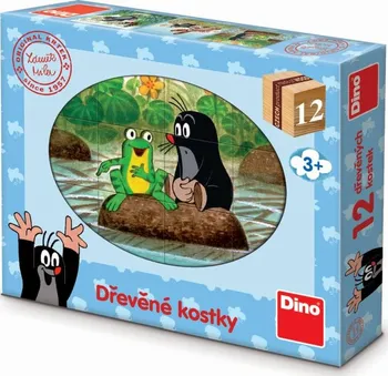 Dřevěná hračka Dino Kubus dřevěné kostky 12 ks
