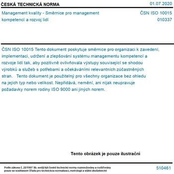 ČSN ISO 10015 - Management kvality - Směrnice pro management kompetencí a rozvoj lidí - Tisk