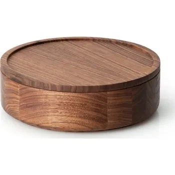Úložný box Dóza kulatá z ořechového dřeva nízká ořechové dřevo - Continenta (Úložný box z ořechové dřeva - Continenta)
