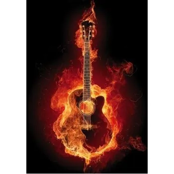 hudebnikum.cz Pohlednice HOŘÍCÍ KYTARA