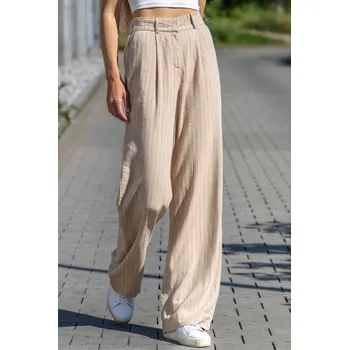 Vero Moda dámské lněné kalhoty Vertira béžové Velikost: XS/32