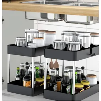 Černo-stříbrný multifunkční dvoupatrový organizér