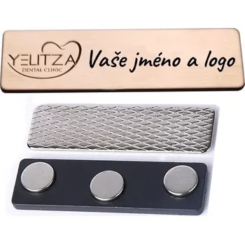 Gravírování ALSEN Kovový štítek na schránku, kancelář, uniformu - Identifikační jmenovka Barva: Růžová, Typ: Na Magnet