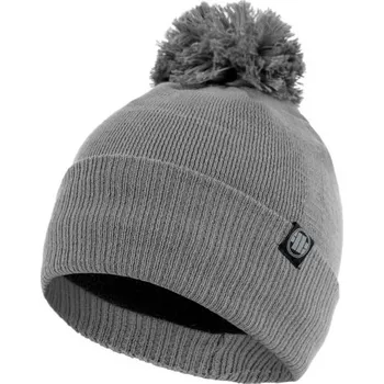 Čepice PitBull West Coast - zimní pletená čepice s bambulí SMALL LOGO šedá