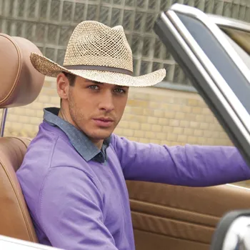 Klobouk Letní klobouk z mořské trávy kovbojský styl, vel.56 (70002)