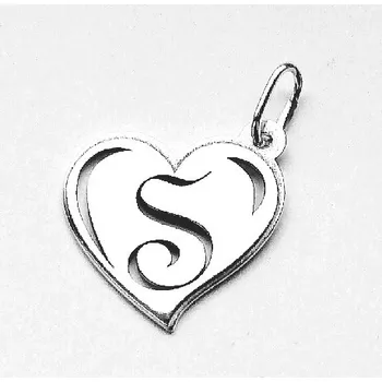 Přívěsek Stříbrné písmeno S v srdci - PA0070 (Stříbrná abeceda písmenko v srdíčku)