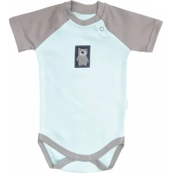 Kojenecký body Mamatti Kojenecké body krátký rukáv Bear - mátová/šedá 74 (6-9m)