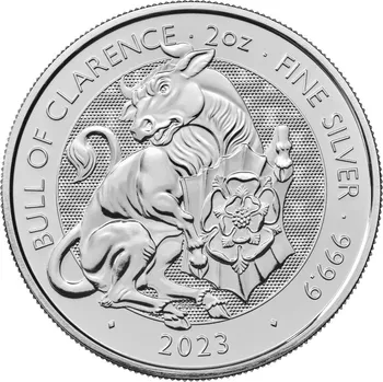 Stříbrná mince 2 Oz The Royal Tudor Beasts Bull of Clarence 2023