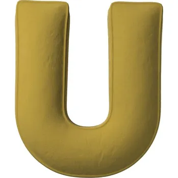 Polštář Yellow Tipi Olivově zelený sametový polštář písmeno U 40 cm