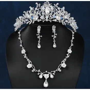 Čelenka B-TOP Luxusní svatební souprava s klipsami Queen Flower - postříbřená