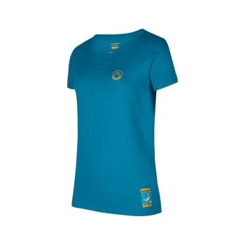 Dámská móda La Sportiva CLIMBING ON THE MOON T-Shirt Women Turchese/Giallo modrá L