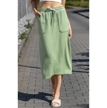 Dámská sukně Broadway dámská midi sukně z viskózy Patty zelená Velikost: M