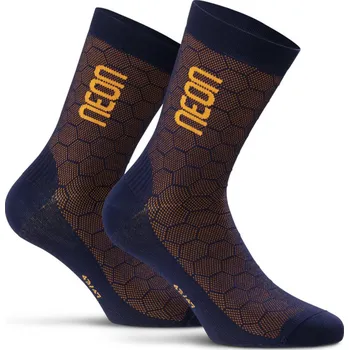 Pánské ponožky NEON Cyklistické ponožky klasické - NEON 3D - oranžová/modrá 39-42
