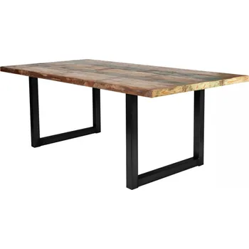 Jídelní stůl Jídelní stůl masiv recyklované dřevo Nero 240x100 černé kovové nohy