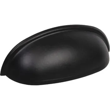 Nábytkové kování Úchyt černý MUŠLE (rozteč 64mm)