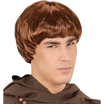 Karnevalová paruka Pánská paruka mnich, hnědá