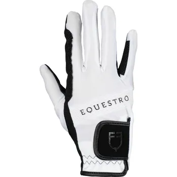 Jezdecké rukavice EQUESTRO Rukavice Multicolor Logo Equestro, pro dospělé, bílé/černé 8