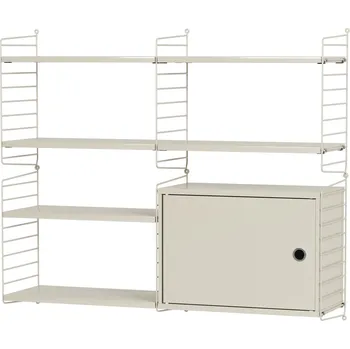 Knihovna STRING Policová sestava STRING Living Room R, nástěnná knihovna s úložným prostorem, béžová