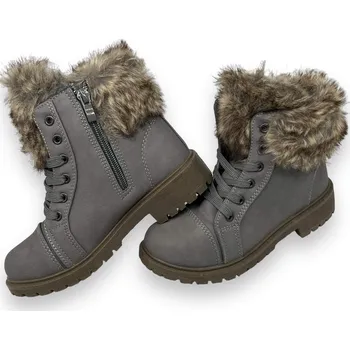 Dívčí zimní obuv LathaiModa Dívčí šedé zimní boty Barva: Šedá, Velikost: 33