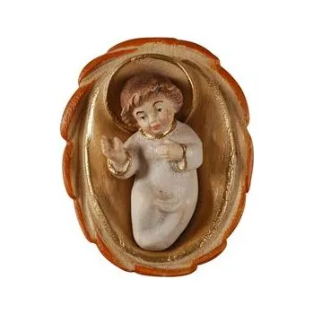 Vánoce Ornatis Ježíšek v jesličkách Provedení: Malované, Velikost stojících figur dospělých postav: 23 cm Dřevěná vyřezávaná figurka Ježíška v jesličkách