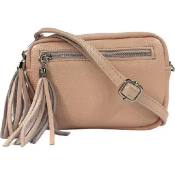 Kabelka Vera Pelle Dámská kožená malá crossbody kabelka lososová