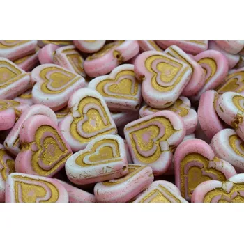 Korálek Korálky srdce v srdci č.2652 (14x16mm)