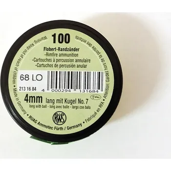 Příslušenství pro sportovní střelbu RWS Náboj 4mm Flobert 100ks kulaté dlouhé