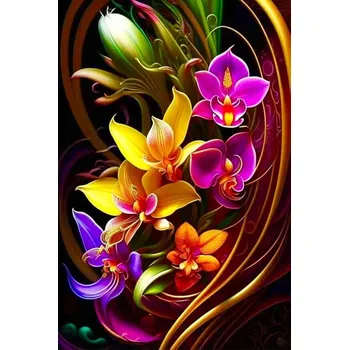 Diamantové malování Diamantové malování - Barevné orchideje č. 1082