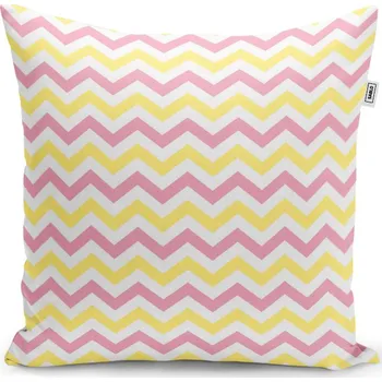 Polštář Sablio Polštář Růžové a žluté klikyháky - 40x40 cm