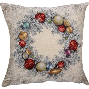 Polštář NábytekProNás Dekorační polštář - Vánoční věnec s baňkami