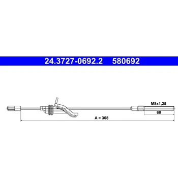 Auto-moto Tažné lanko, parkovací brzda, , 1711523, 1773273, 1881593, BV612853AA, BV612853AB, ATE, 24.3727-0692.2