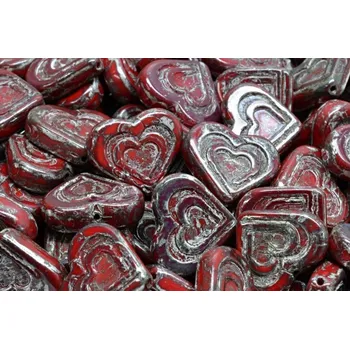 Korálek Korálky srdce v srdci č.2663 (14x16mm)