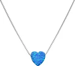 Stříbrný náhrdelník se syntetickým opálem modré srdce 12048.3 Blue s. Opal