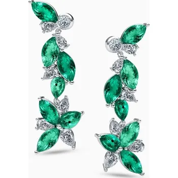 Náušnice Korbička Šperky Smaragdové náušnice 005 -bílé zlato/zelená