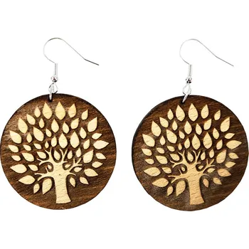 Náušnice AMADEA Dřevěné náušnice strom, 4 cm, český výrobek