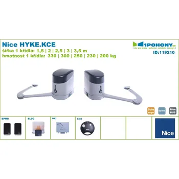 Nice HYKEKCE sada pákových pohonů křídlové brány do průjezdu až 7 m