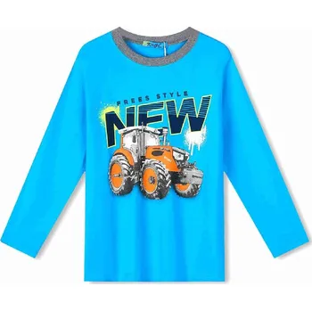 Chlapecké tričko dl.r. KUGO MC3789, tyrkysové (chlapecké triko Kugo s dlouhým rukávem)