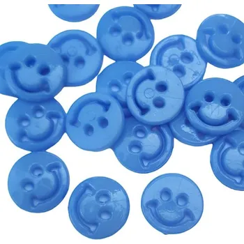 Knoflík Knoflík plastový, 12mm, Smajlík, modrý