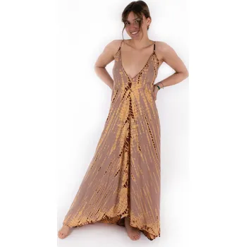 Dámské šaty Dlouhé šedé batikované šaty Tripta Greyish-Brown, Sittar UNI