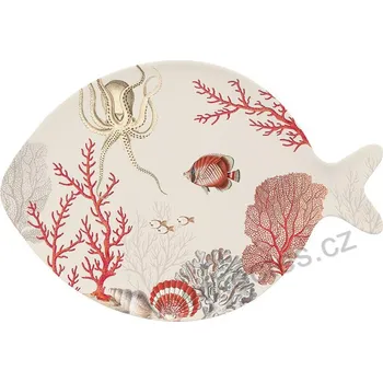 Talíř Easy Life CORAL REEF porcelánový servírovací talíř korálový útes: mušle, rybky a chobotnice