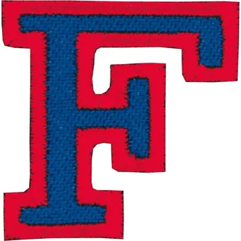 Nažehlovací vyšívané písmenko F - modré, výška 3 cm