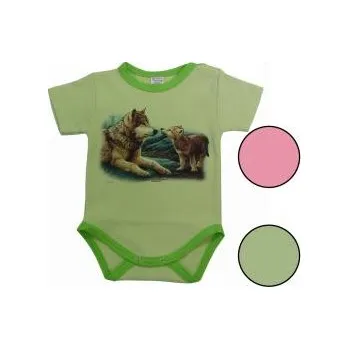 E-myslivost Tričko - bodyčko pro velmi malého myslivce - vlčice s mládětem - Barva Zelená, Velikost 74