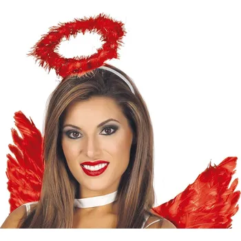 Karnevalový doplněk Guirca Čelenka - Andělská svatozáře, červená